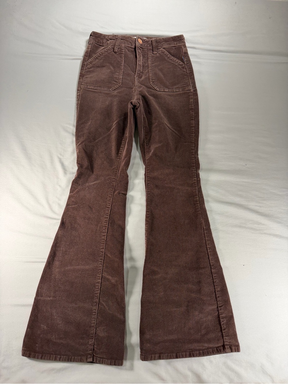 SO Goods For Life Brown Corduroy High Rise Flare Pants Junior Size 7 28W #1126